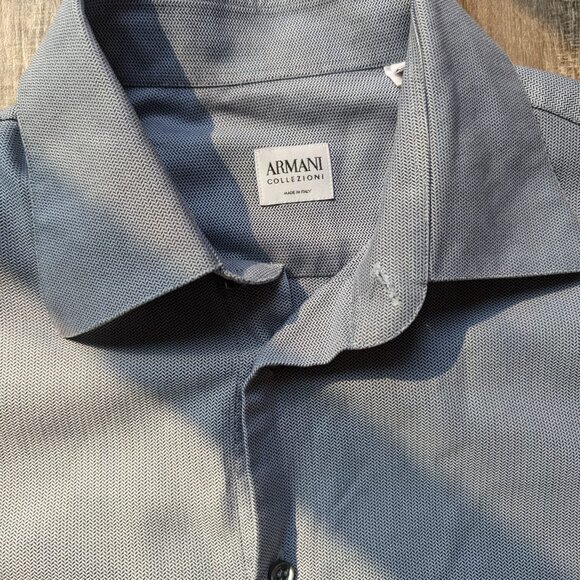 Armani Collezioni Men’s Dress Shirt Gray Long Sleeve Made in Italy Size L 41 16 - Picture 2 of 6